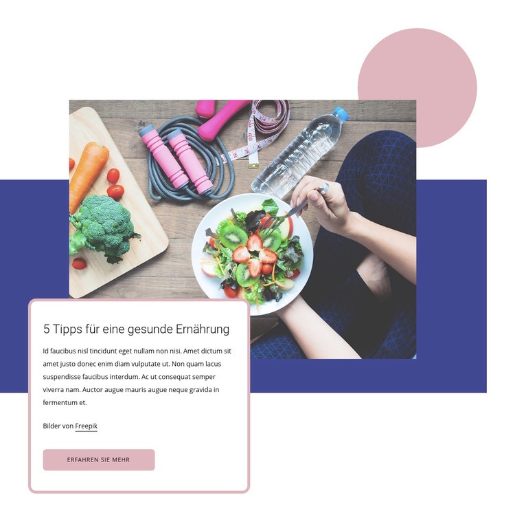 Tipps für eine gesunde Ernährung Landing Page