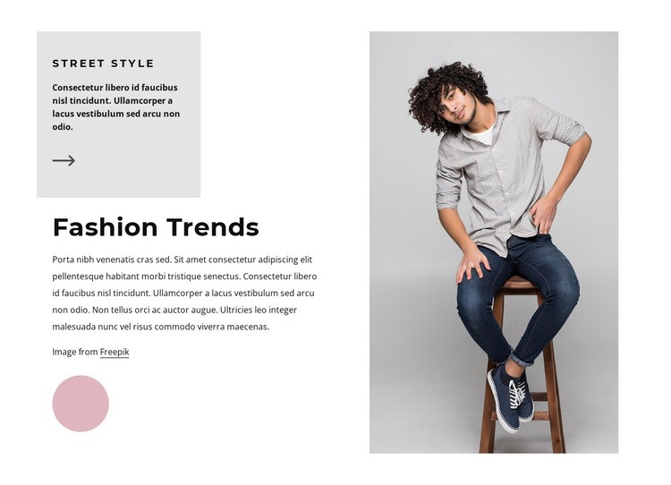 Fashion trends for men Homepage Design