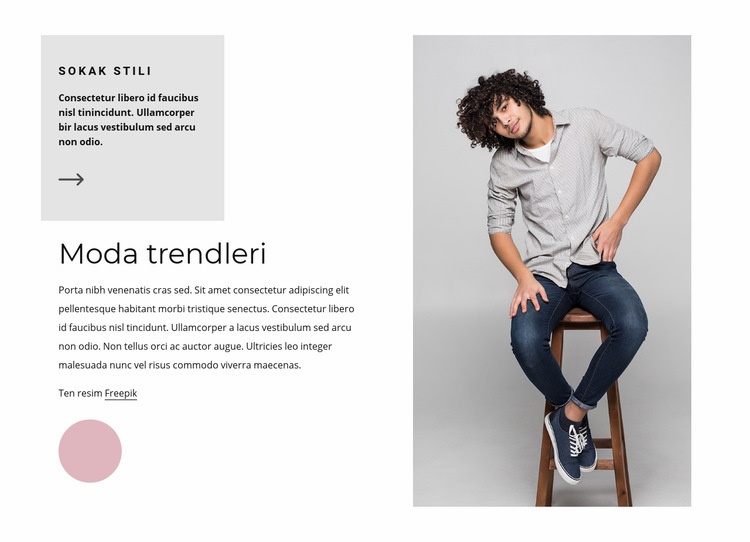 Erkekler için moda trendleri Bir Sayfa Şablonu