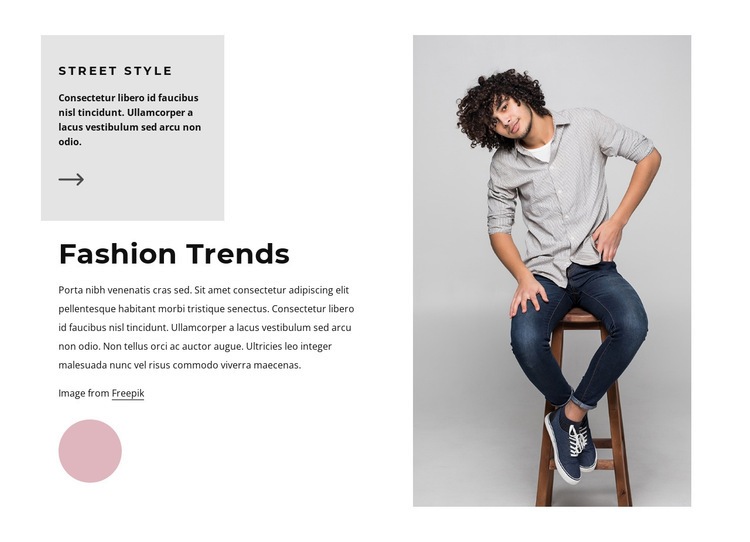 Fashion trends for men Web Page Design