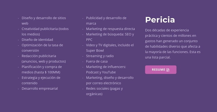 Texto, lista y botón Plantilla HTML5