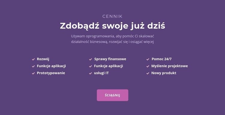 Lista z nagłówkiem Makieta strony internetowej