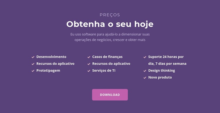 Lista com título Design do site