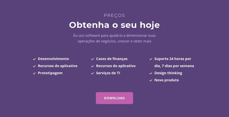 Lista com título Maquete do site