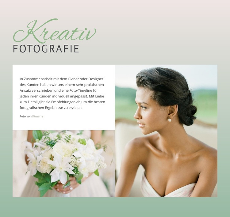Kreative Fotografie der Braut Website-Modell