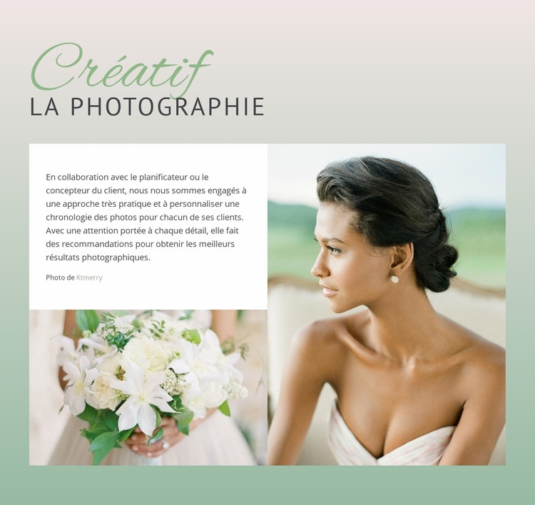 Photographie créative de mariée Maquette de site Web