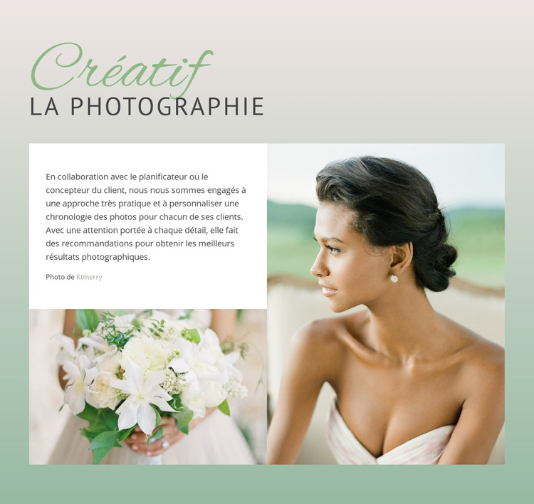 Photographie créative de mariée Modèle de site Web