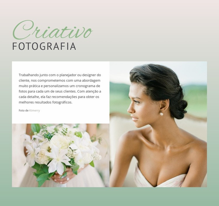 Fotografia criativa de noiva Maquete do site