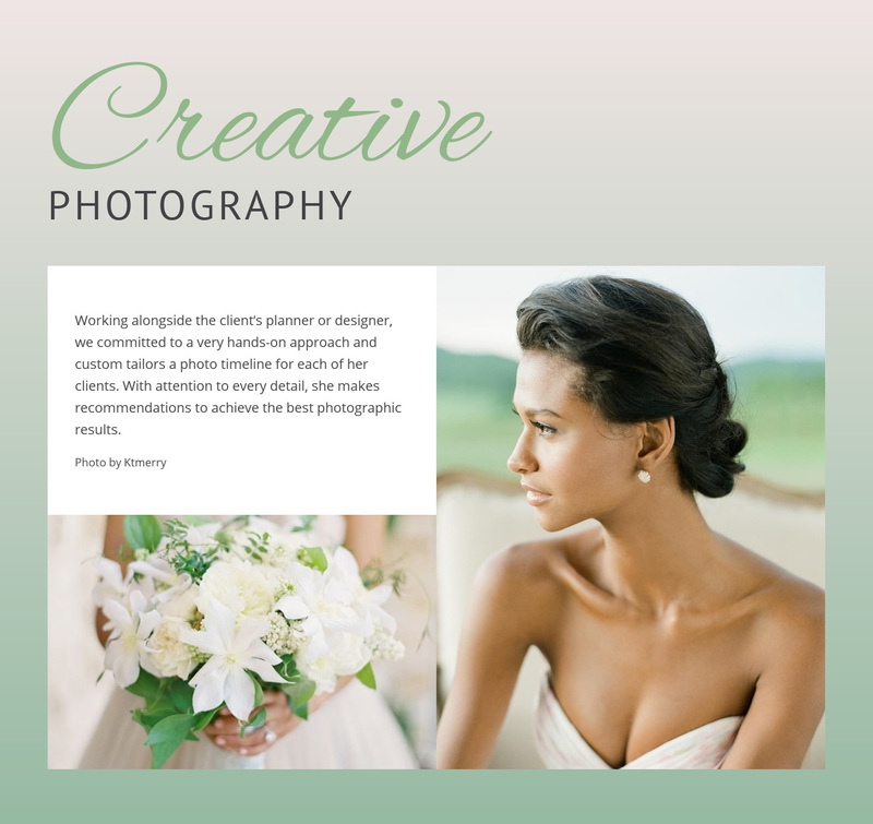 Bride Creative Photography Web Page Design