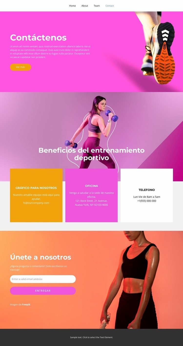 Contactos de clubes deportivos Diseño de páginas web