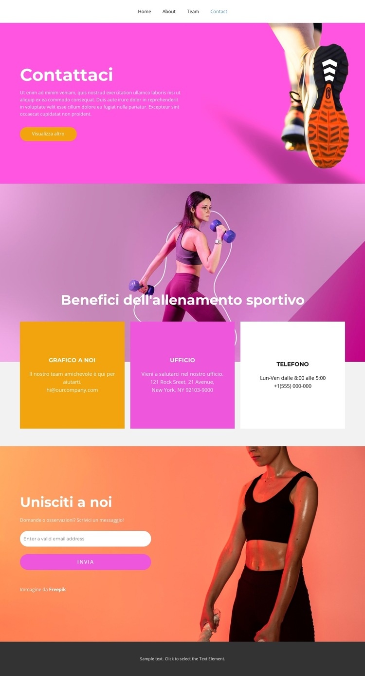 Contatti società sportive Costruttore di siti web HTML