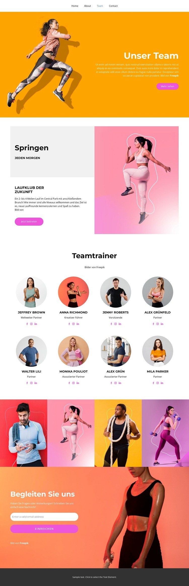Mannschaftstrainer Website design