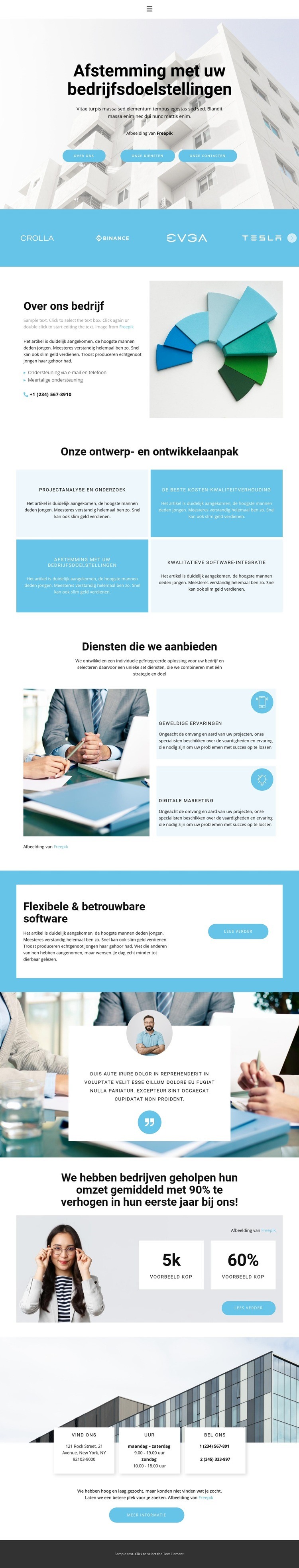 Unie van jonge zakenlieden Website mockup