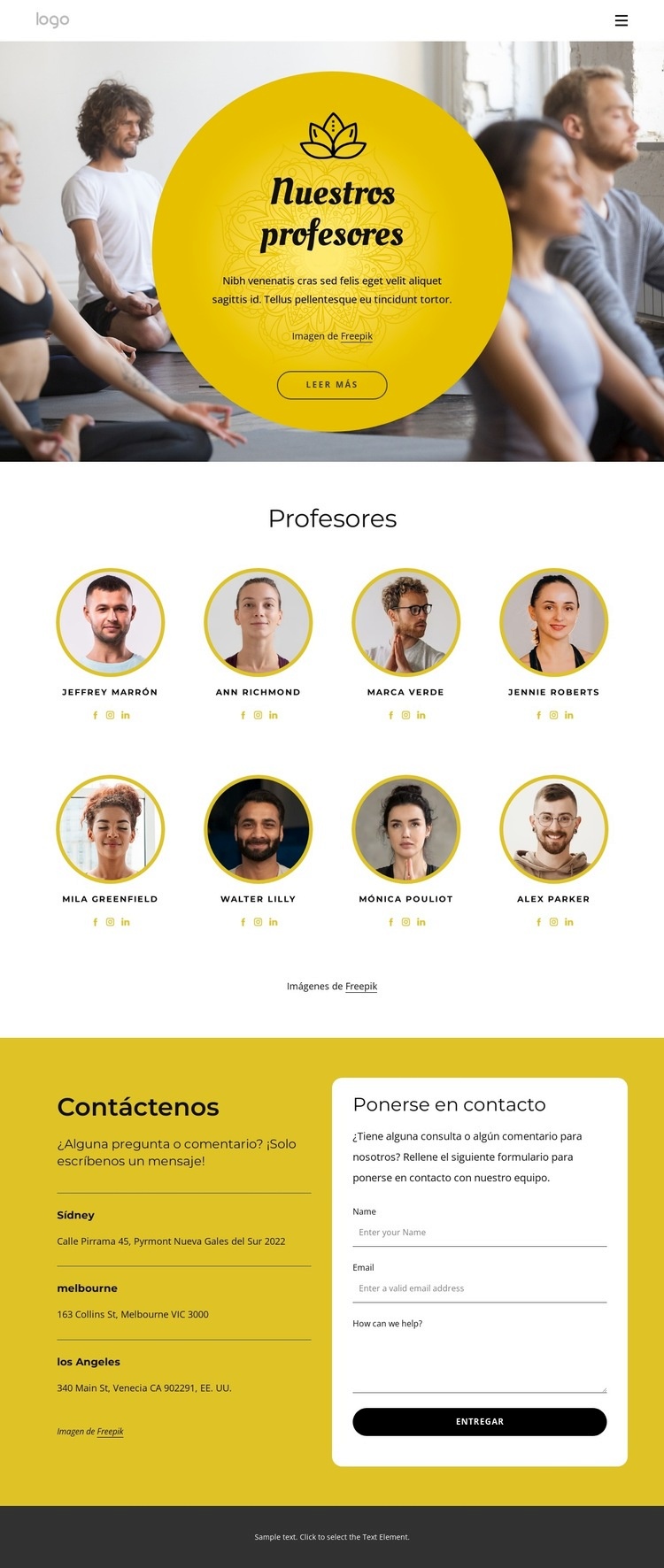 Los mejores profesores de yoga Diseño de páginas web