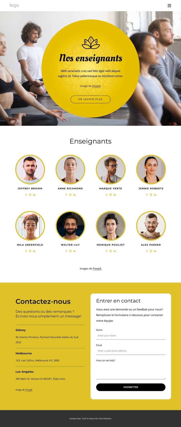 Les meilleurs professeurs de yoga Créateur de site Web HTML