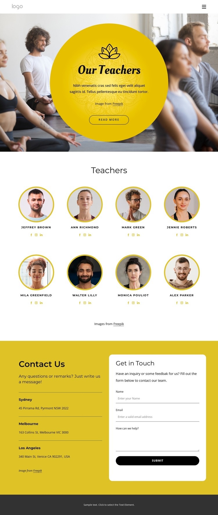 The best yoga teachers Homepage Design