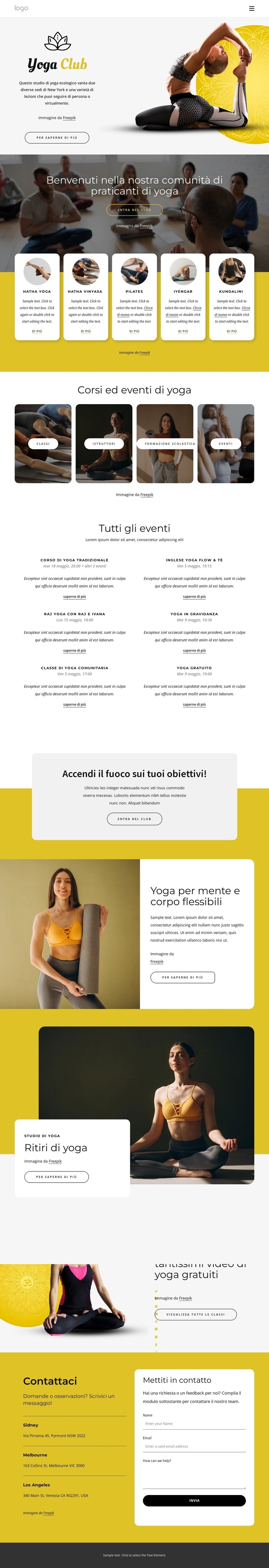 100 lezioni settimanali in studio Modelli di Website Builder