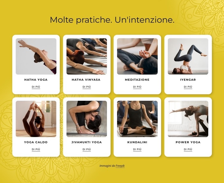 Asana, mantra e meditazione. Mockup del sito web