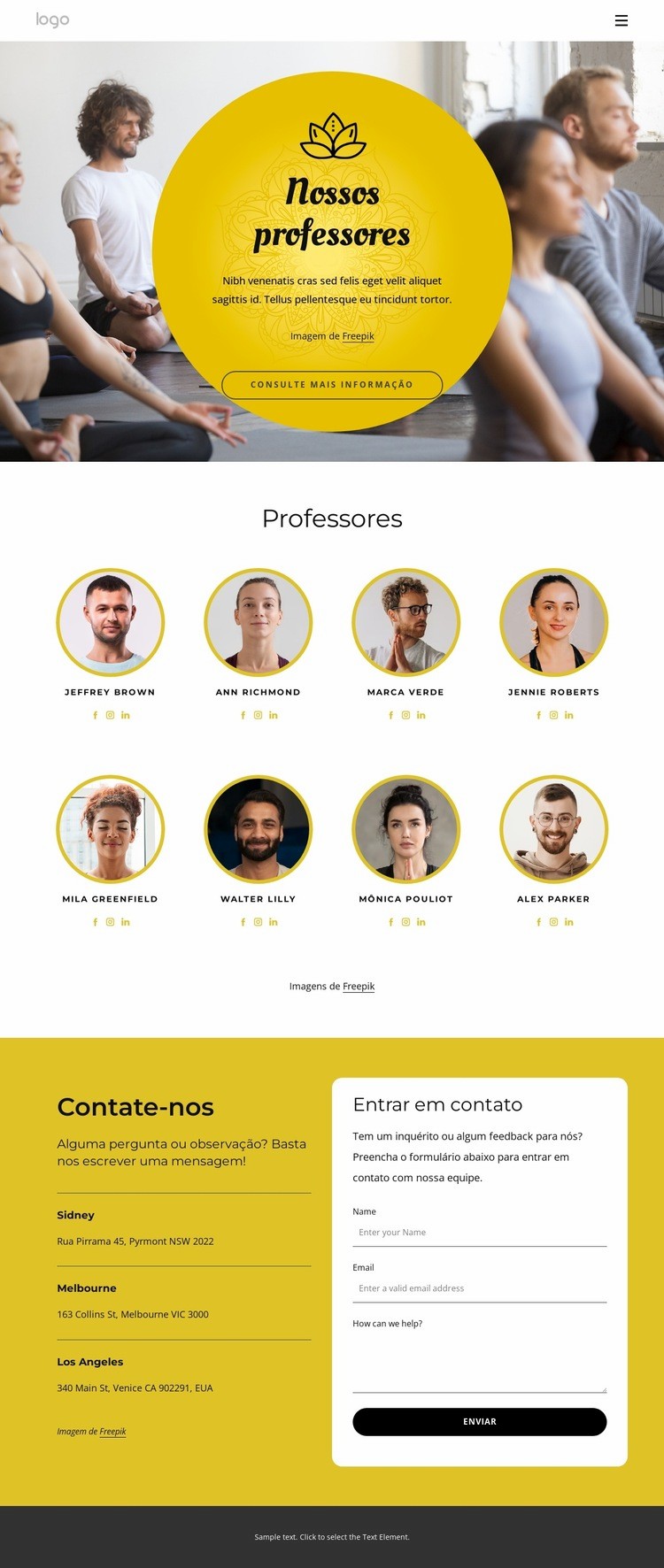 Os melhores professores de ioga Construtor de sites HTML