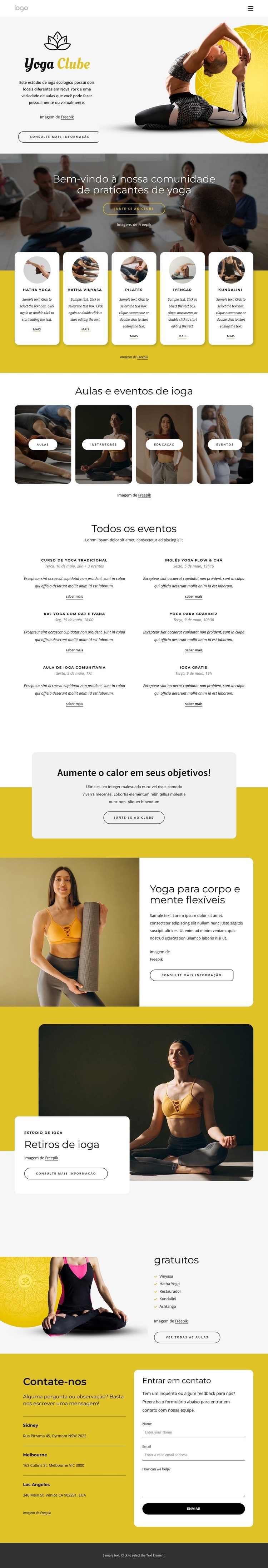 100 aulas semanais em estúdio Design do site