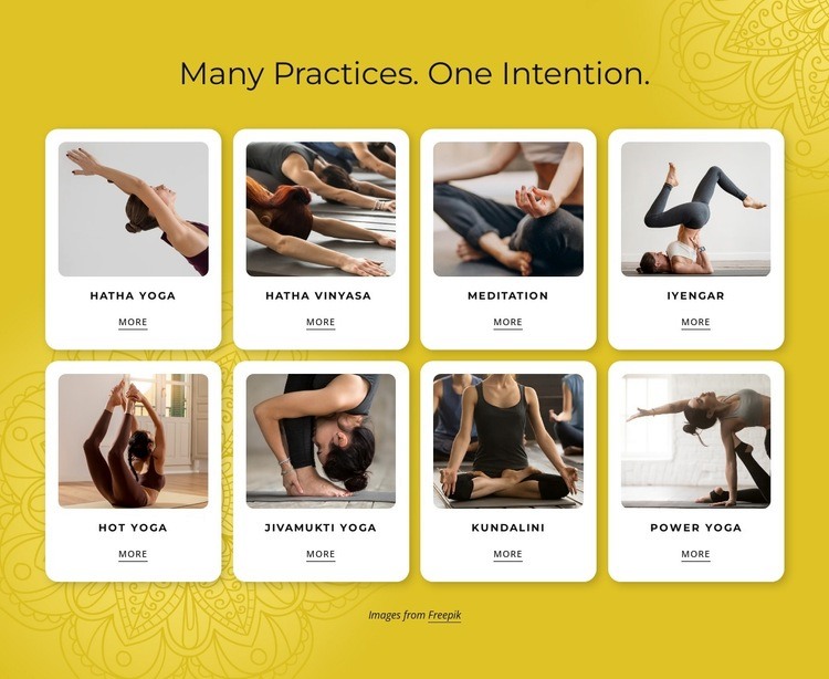 Asanas, mantras and meditation. Web Page Design