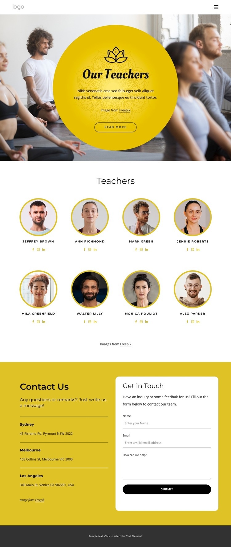 The best yoga teachers Web Page Design