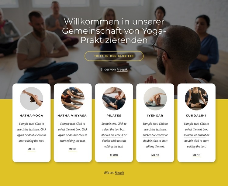 Unsere Gemeinschaft von Yoga-Praktizierenden Website-Modell