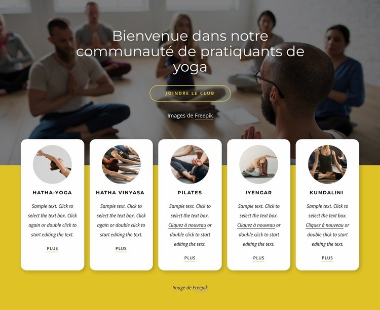 Notre communauté de pratiquants de yoga Modèles de constructeur de sites Web