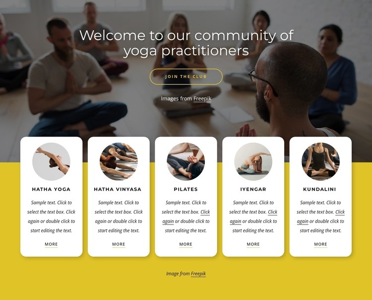 Our community of yoga practitioners Homepage Design