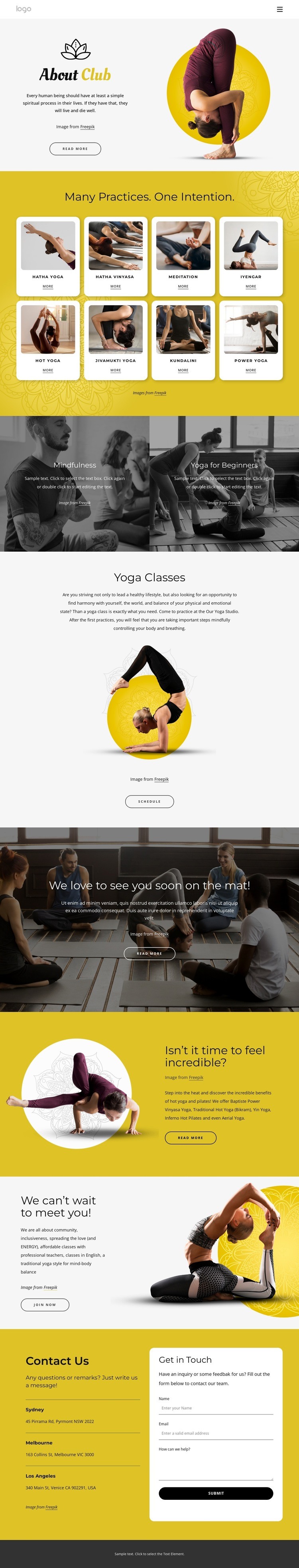 Physical, ethical and spiritual practice Homepage Design