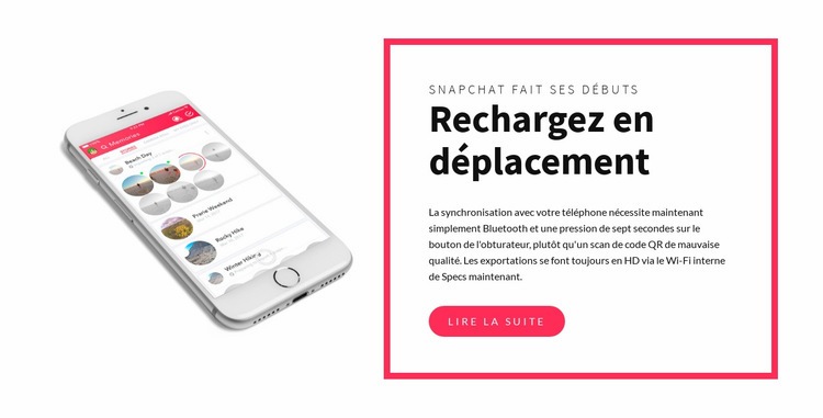 Rechargez en déplacement Maquette de site Web