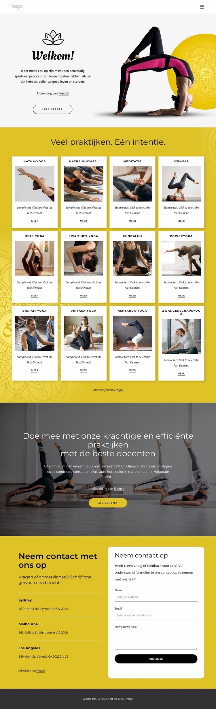 Krachtige yogaoefeningen Website ontwerp