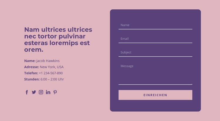 Kontaktieren Sie uns Abschnitt Website design