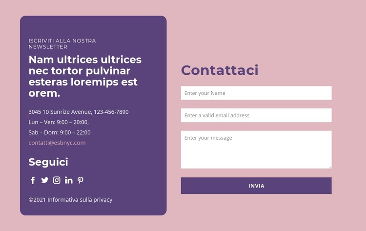 Modulo di contatto e gruppo di testo Modello CSS