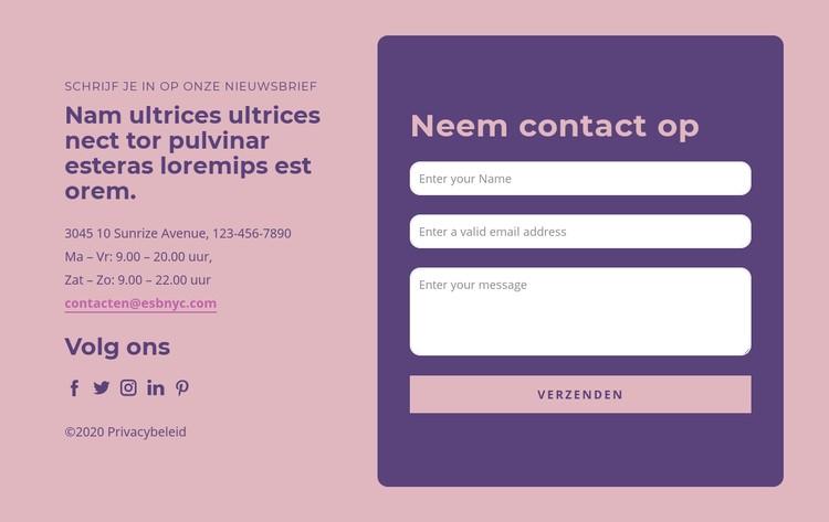 Contactblok ontwerp CSS-sjabloon