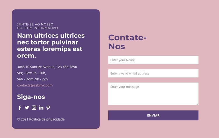 Formulário de contato e grupo de texto Template CSS