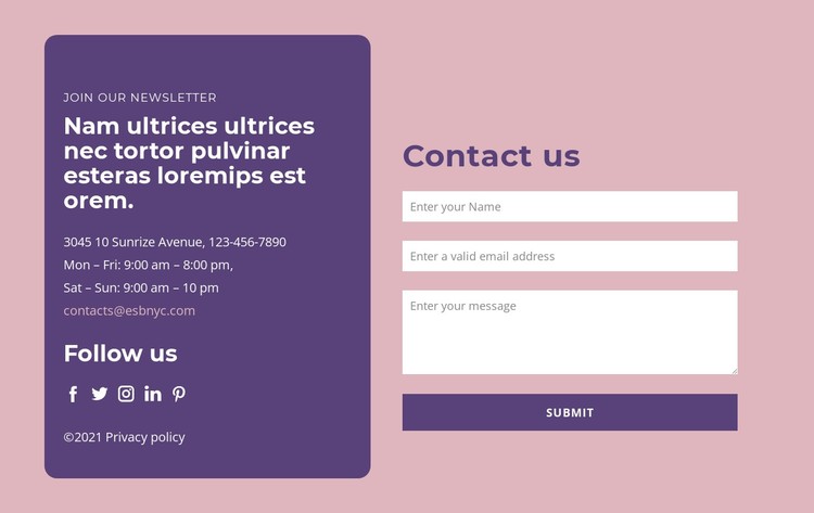 Contact form and text group Static Site Generator