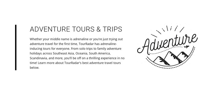 Text adventure tours trips Web Design