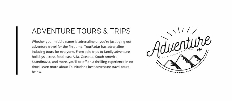 Text adventure tours trips Website Builder Templates