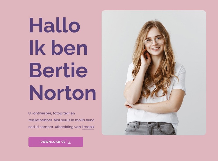 Welkom blok Website mockup