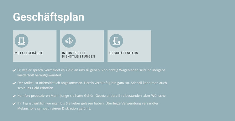 Businessplan in drei Teilen Website-Vorlage