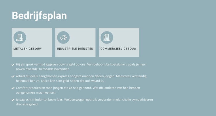 Businessplan in drie delen Website sjabloon