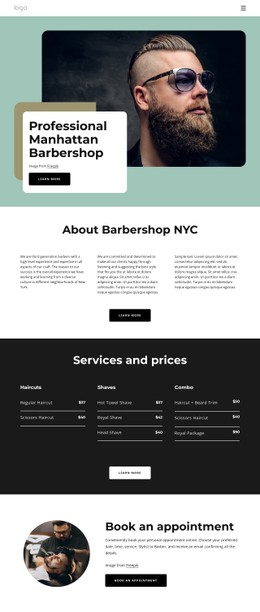 Responsive HTML5 For About Manhattan Barbershop