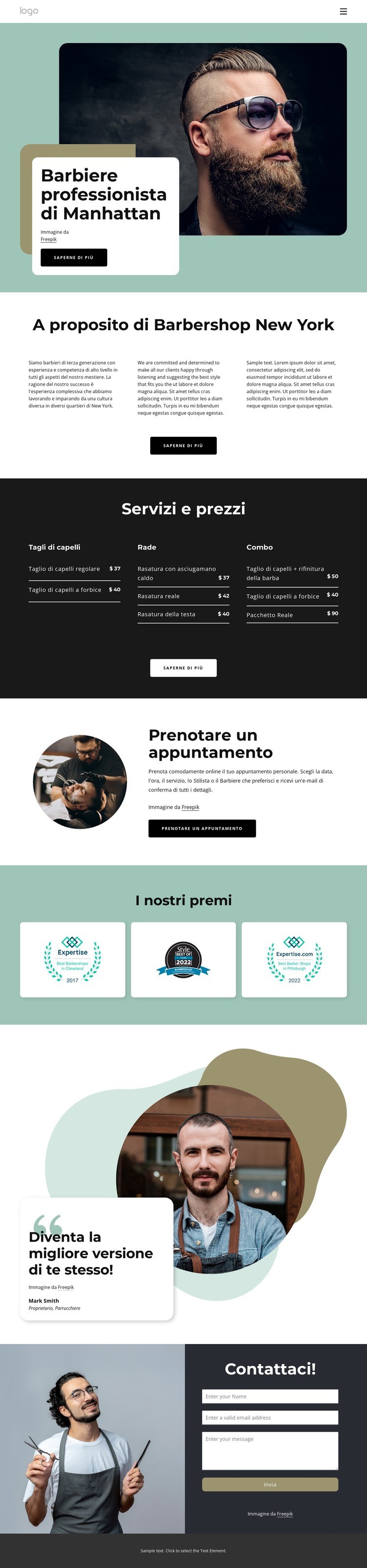 A proposito del barbiere di Manhattan Mockup del sito web