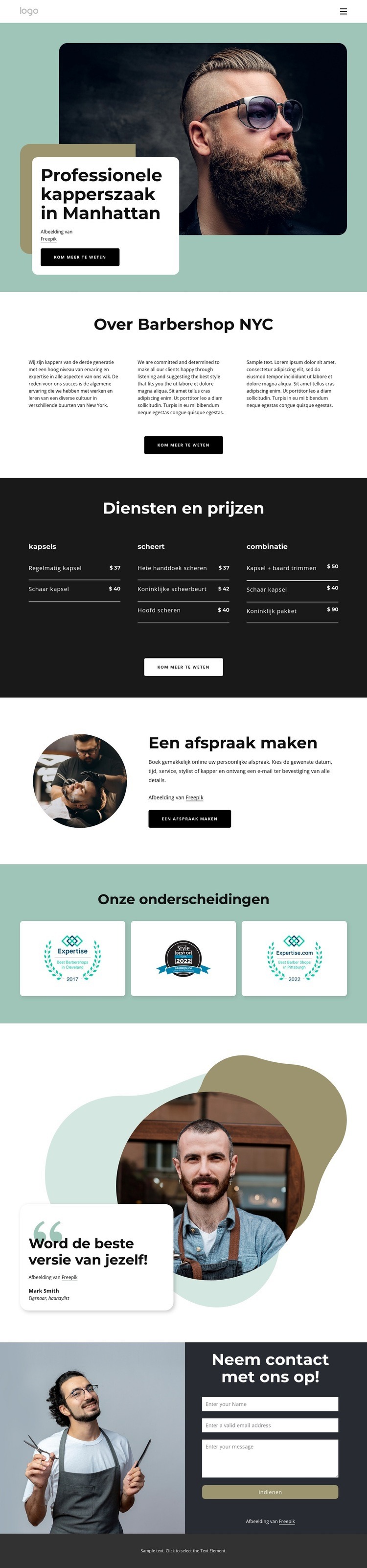 Over de kapperszaak in Manhattan Html Website Builder