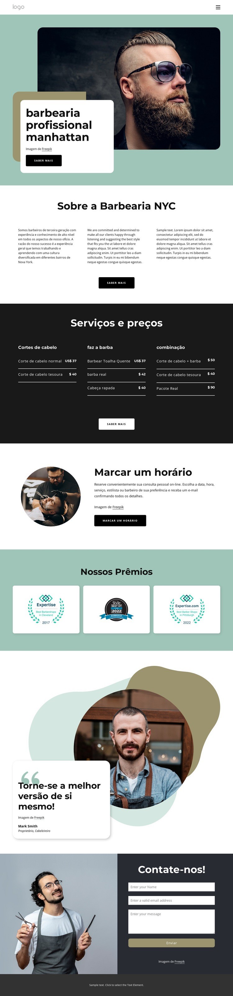 Sobre a barbearia Manhattan Construtor de sites HTML