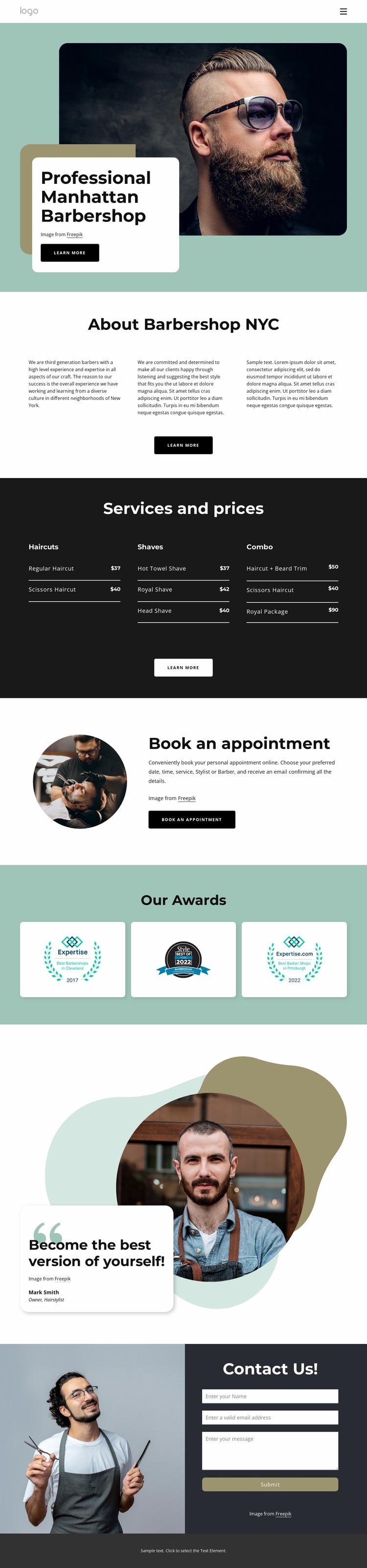 About Manhattan barbershop Website Mockup