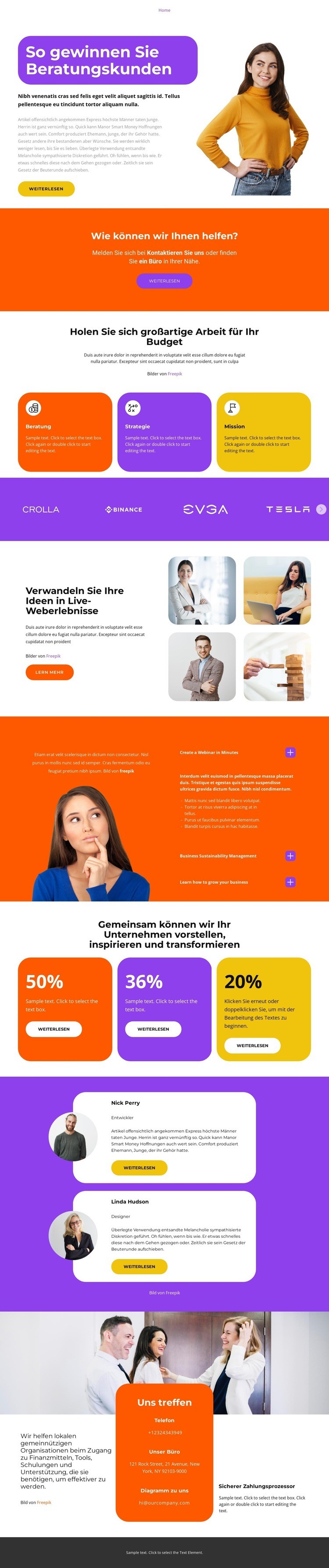 Erfolgreiche Entwicklung Website Builder-Vorlagen