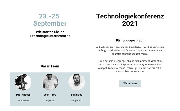 Technologiekonferenz 2021 Website-Modell