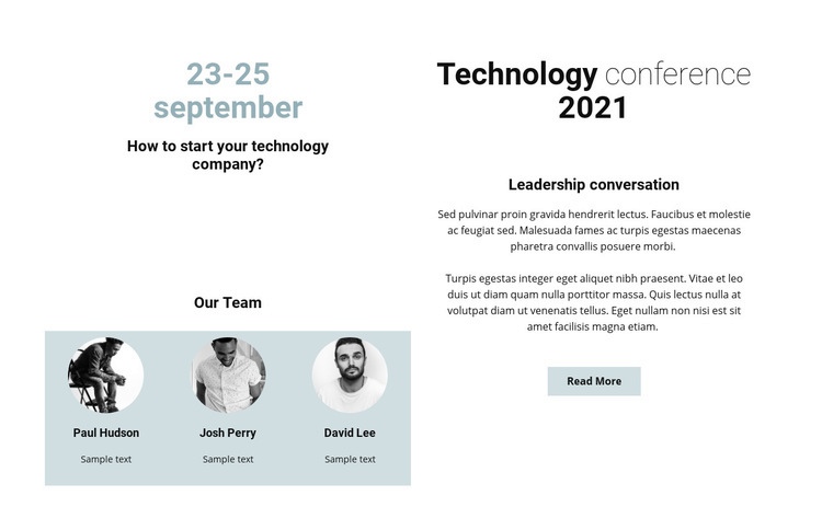 Technology conference 2021 Elementor Template Alternative